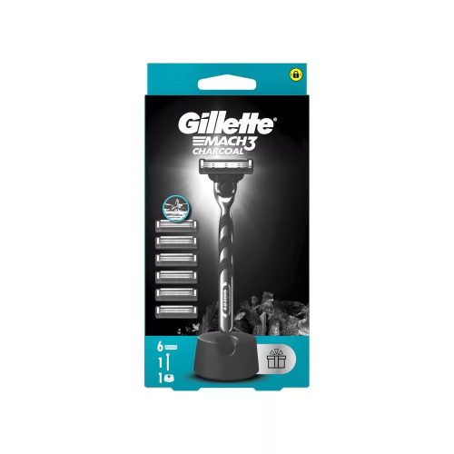 Gillette Mach3 Charcoal Férfi Borotva 6 db Borotvabetéttel Borotvatartóval