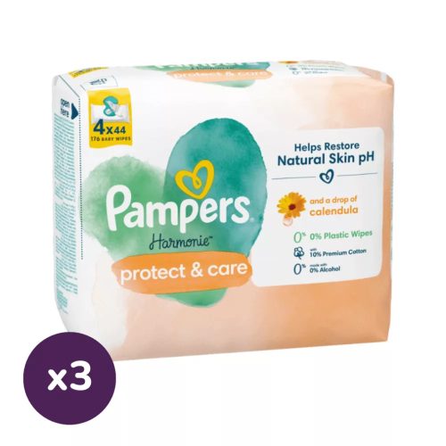 Pampers Harmonie Protect & Care nedves törlőkendő (3x4x44 db)