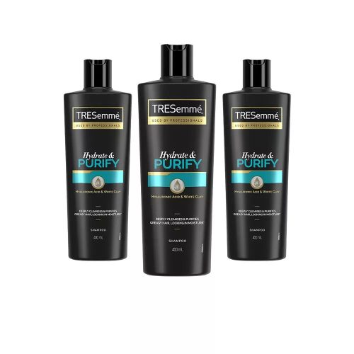 TRESemmé Hydrate & Purify sampon zsírosodó hajra hialuron savval (3x400 ml) + ajándék fésű