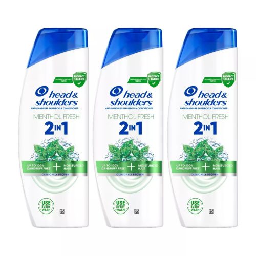 Head & Shoulders Menthol Fresh 2az1-ben korpásodás elleni sampon (3x330 ml)