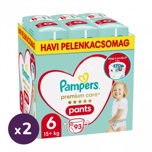Pampers Premium Care Pants bugyipelenka 6, 15 kg+ HAVI PELENKACSOMAG 186 db