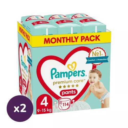 Pampers Premium Care Pants bugyipelenka 4, 9-15 kg HAVI PELENKACSOMAG 228 db