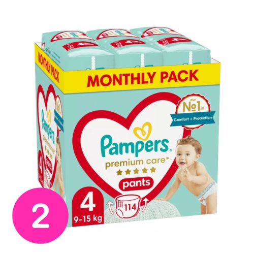 Pampers Premium Care Pants bugyipelenka 4, 9-15 kg HAVI PELENKACSOMAG 228 db