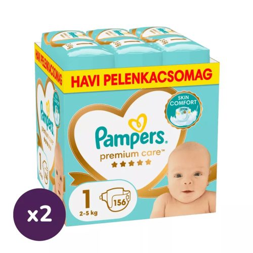 Pampers Premium Care pelenka 1, 2-5 kg, HAVI PELENKACSOMAG 1+1 312 db