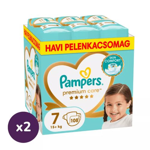 Pampers Premium Care pelenka 7, 15+ kg, HAVI PELENKACSOMAG 1+1 216 db