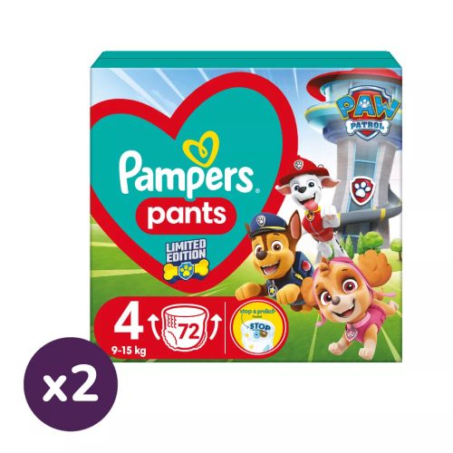 Pampers Pants Mancs Őrjárat bugyipelenka, Maxi 4, 9-15 kg, HAVI PELENKACSOMAG 1+1, 144 db