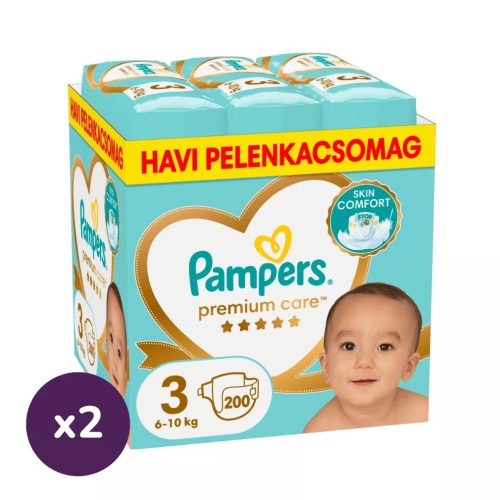 Pampers Premium Care pelenka 3, 6-10 kg, HAVI PELENKACSOMAG 1+1, 400 db