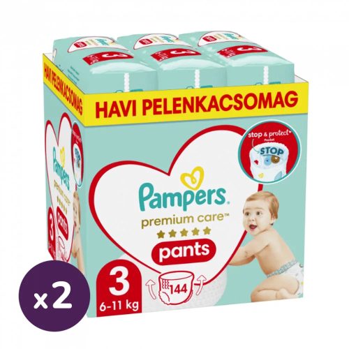 Pampers Premium Care Pants bugyipelenka 3, 6-11 kg HAVI PELENKACSOMAG 288 db