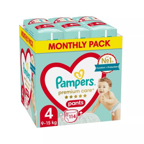 Pampers Premium Care Pants bugyipelenka 4, 9-15 kg, HAVI PELENKACSOMAG 114 db