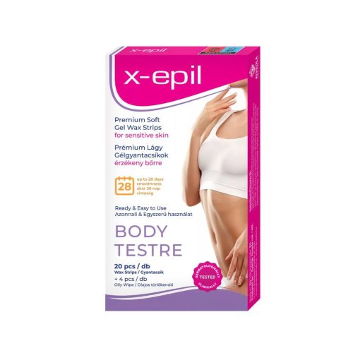 X-Epil Prémium lágy gélgyantacsíkok érzékeny bőrre testre (20 db)