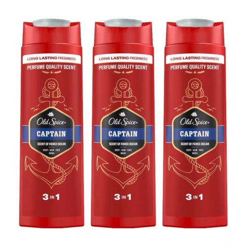 Old Spice Captain 3 az 1-ben tusfürdő és sampon férfiaknak (3x400 ml)