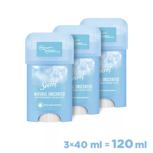 Secret Natural Illatmentes Női Izzadásgátló Krémstift 3x40 ml