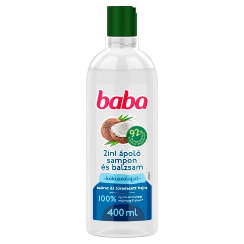 Baba 2in1 sampon és balzsam kókuszolajjal száraz és töredezett hajra 400 ml