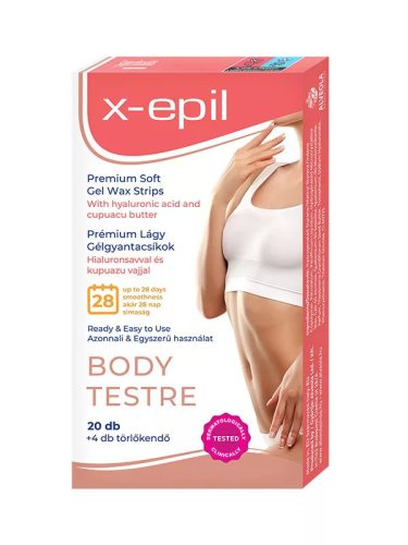X-Epil Hidratáló gélgyantacsíkok hialuronnal testre - (20 db)