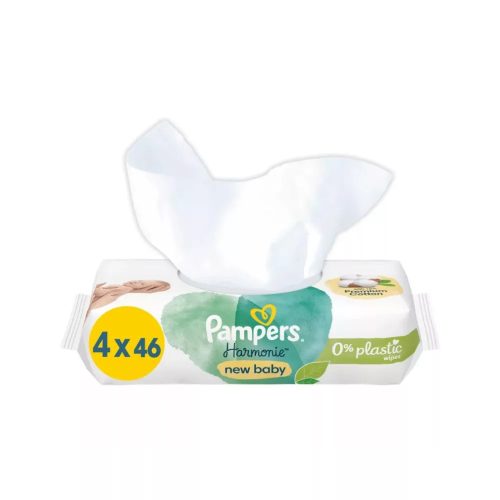 Pampers Harmonie New Baby Plastic Free műanyagmentes nedves törlőkendő 4x46 db