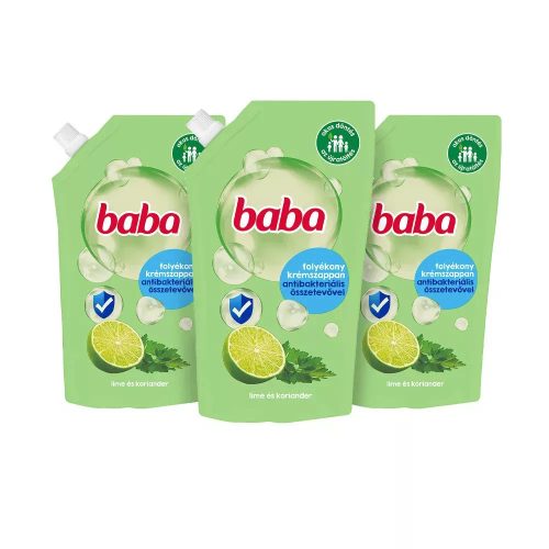 Baba folyékony szappan utántöltő antibakteriális lime és koriander illattal 3x500 ml 