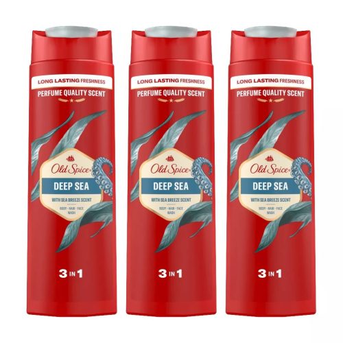 Old Spice Deep Sea 3 az 1-ben tusfürdő és sampon (3x400 ml)
