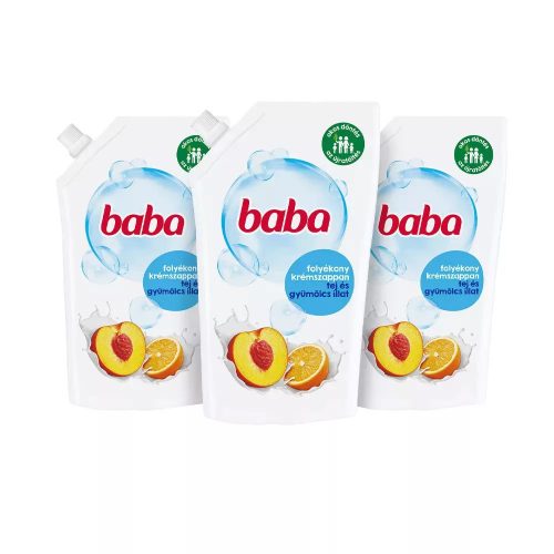 Baba folyékony szappan utántöltő tej és gyümölcs illattal 3x500 ml