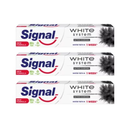 Signal White System Aktív szén fogkrém (3x75 ml)