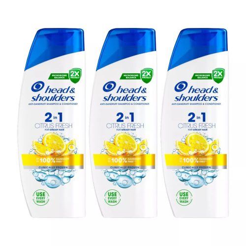 Head & Shoulders Citrus Fresh 2az1-ben korpásodás elleni sampon zsíros hajra (3x330 ml)