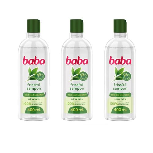 Baba sampon zöld tea kivonattal zsíros hajra 3x400 ml