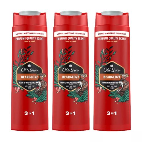 Old Spice Bearglove 3 az 1-ben tusfürdő és sampon (3x400 ml)