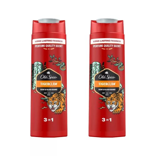 Old Spice Tiger Claw 3 az 1-ben tusfürdő és sampon férfiaknak (2x400 ml)