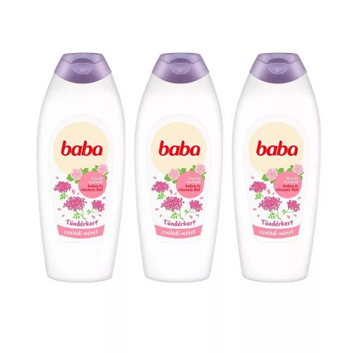 Baba Tündérkert tusfürdő frissítő bodza és rózsavíz illattal 3x750 ml