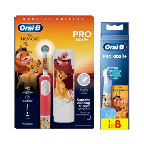 Oral-B Kids Oroszlánkirály elektromos fogkefe + Oral-B Pro Kids Oroszlánkiráy fogkefefej csomag