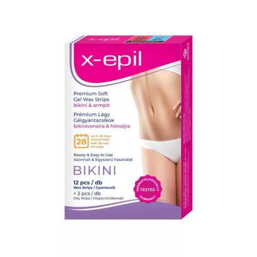 X-Epil Prémium lágy gélgyantacsíkok érzékeny bőrre bikini-hónalj (12 db)