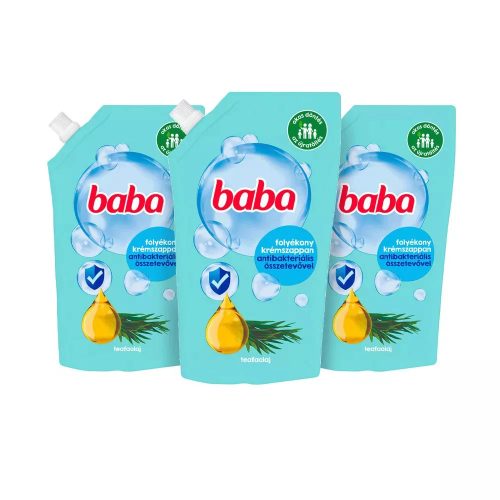 Baba folyékony szappan utántöltő antibakteriális teafaolajjal 3x500 ml