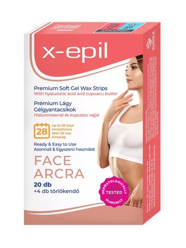 X-Epil Hidratáló gélgyantacsíkok hialuronnal arcra - (20 db)