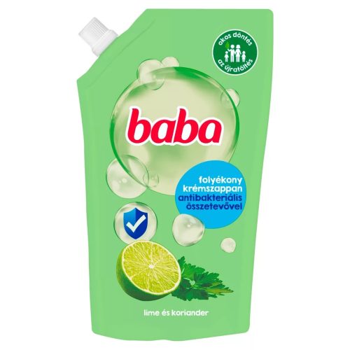 Baba folyékony szappan utántöltő antibakteriális lime és koriander illattal 500 ml